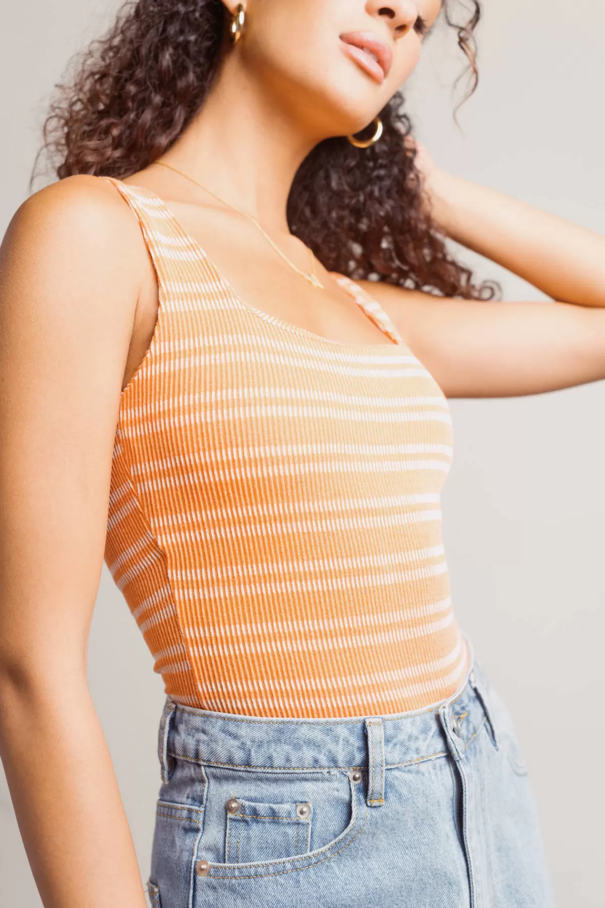 Tobi You Think So Stripe Bodysuit - Orange* Bodysuits | 4Th Of July Fashion