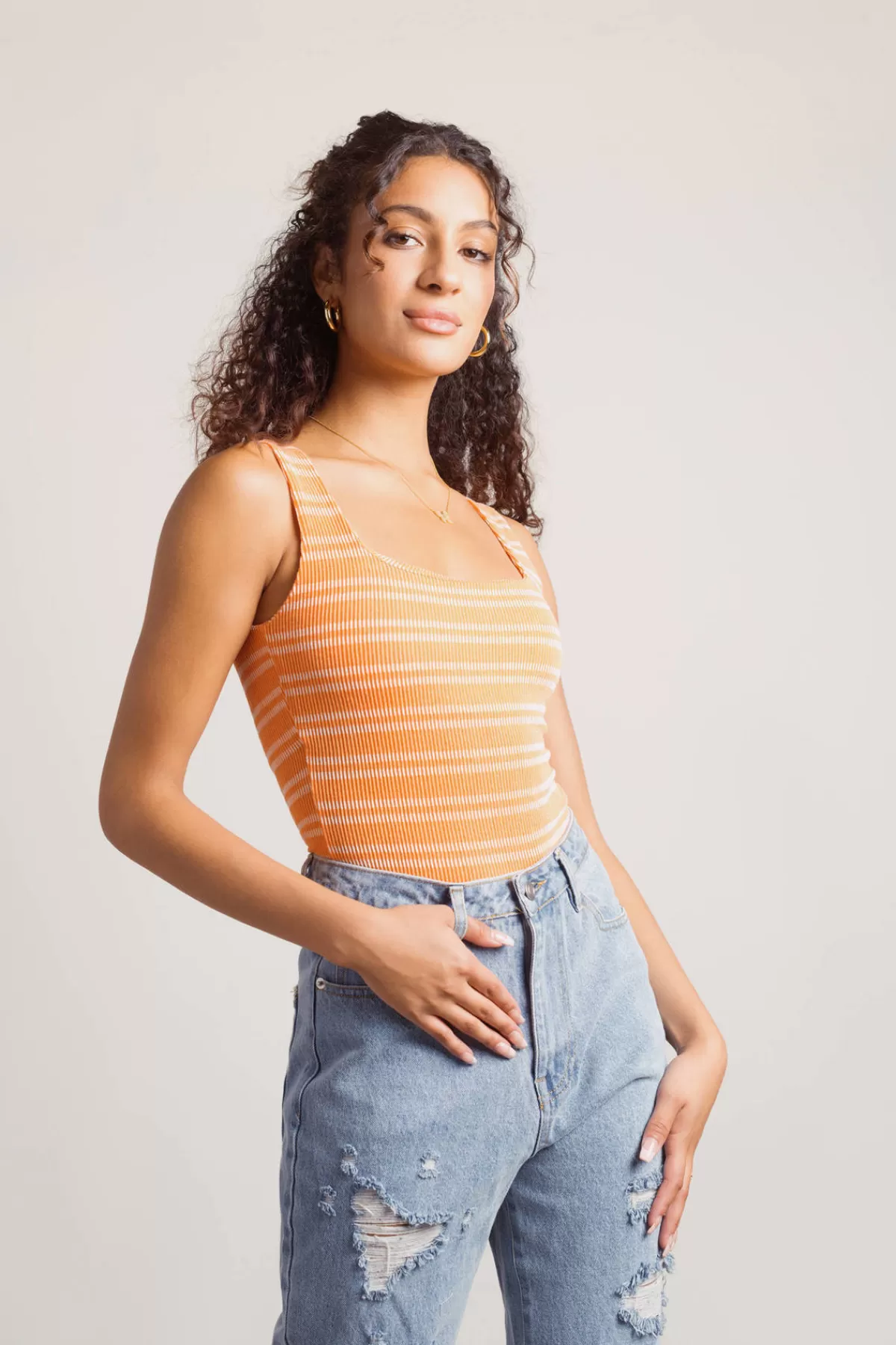 Tobi You Think So Stripe Bodysuit - Orange* Bodysuits | 4Th Of July Fashion